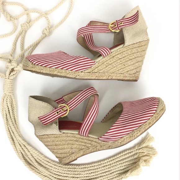 striped espadrilles wedge